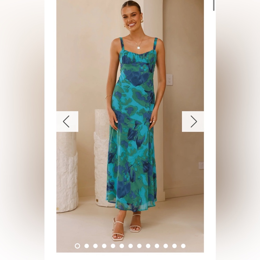 Vibrant Teal and Navy Maxi Dress
